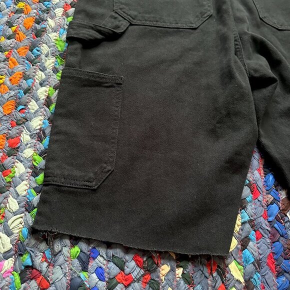 Albam Black Denim Garment Dyed Carpenter Shorts Raw Hem Men's Size 32 Summer - Picture 11 of 15